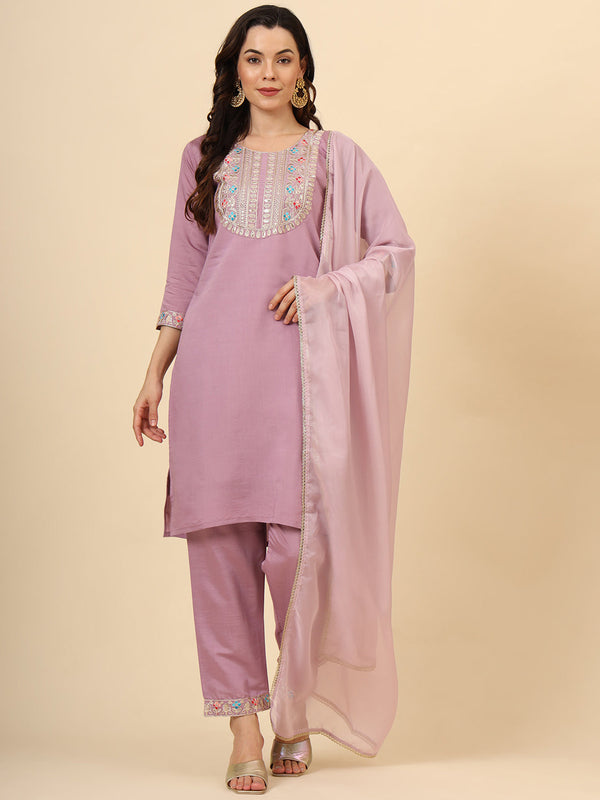 Purple Silk Blend Pant Suit Acy9473
